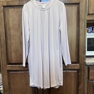 Venus Ribbed Long Sleeve Swing Dress Lavender Purple Size Large